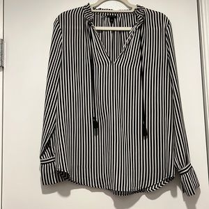 Anne Taylor Black & White Striped Blouse